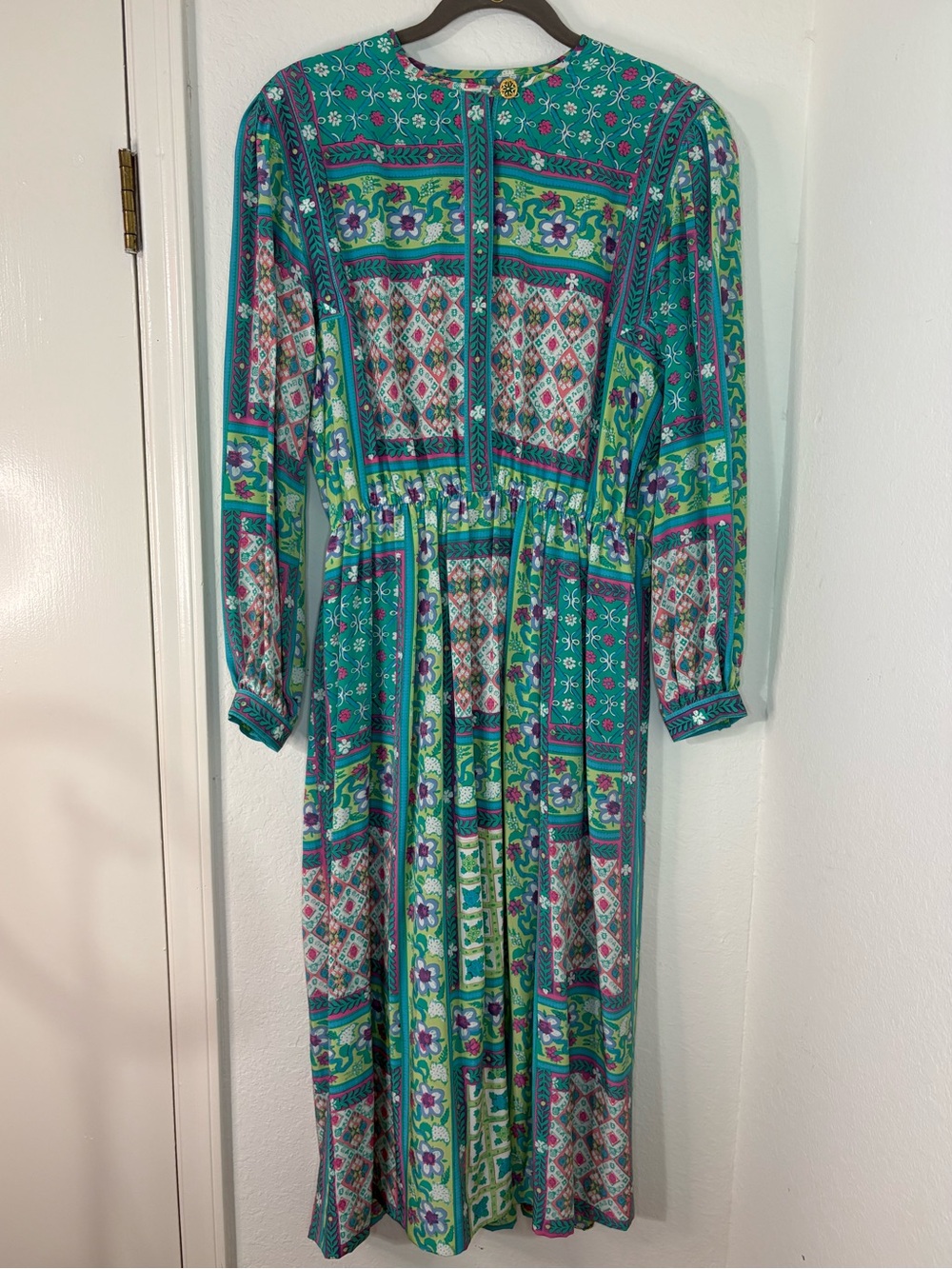 Vintage 80s-90s 100% silk Anne Crimmins for Neiman Marcus Vibrant Maxi Dress